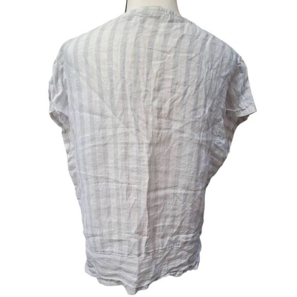 Christian Siriano Size L 100% Linen Striped Blouse - Picture 3 of 5